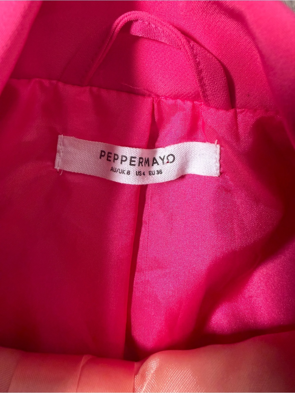 Peppermayo Shake it Off Hot Pink Feather Trim oversized Blazer - Picture 5 of 9